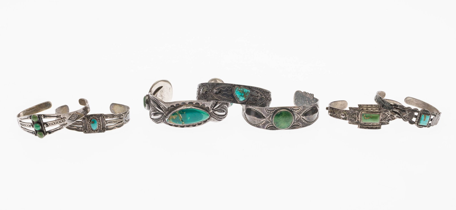 Seven Navajo Silver & Turquoise Bracelets (1 of 8)