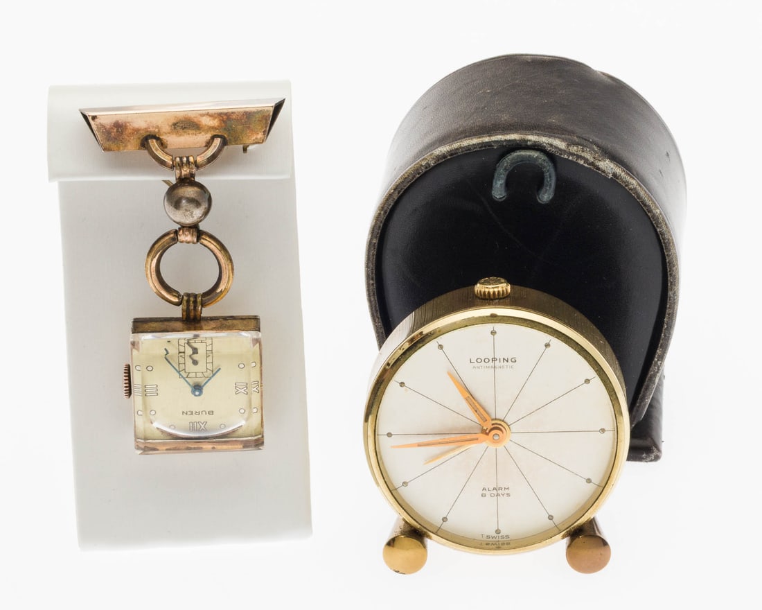 Looping Travel Clock with Case and Buren Watch Pin (1 of 13)