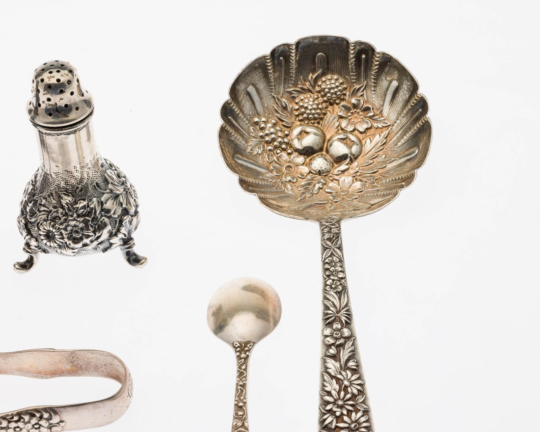 5 Sterling Silver Repousse Table Articles - 4
