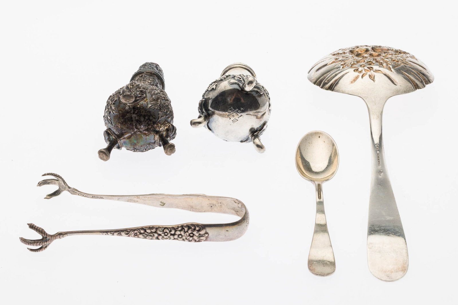 5 Sterling Silver Repousse Table Articles - 5