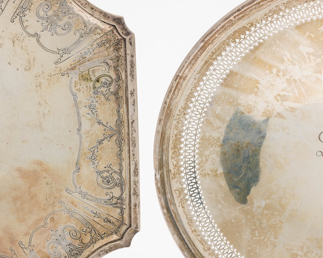 2 Sterling Silver Footed Plates - 3