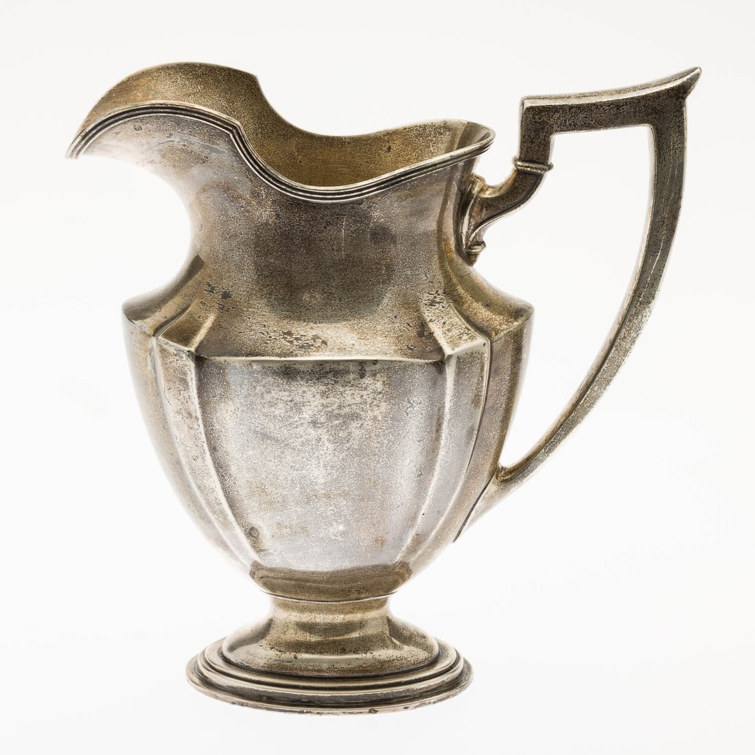 Gorham Sterling Silver Plymouth Water Pitcher: Property from a Private Collector, Savannah, GA Description: Gorham Sterling Silver Plymouth Water Pitcher, the footed pitcher monogrammed. 24.88 troy ounces. Measurements: Height: 9 5/8 in. x Width:
