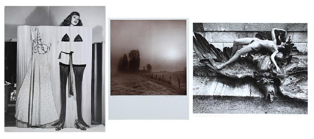 Philippe Halsman (1906-1979) & Richard D’Amour (2): Philippe Halsman MINNIE GARRETT, gelatin silver print, 13 ½ x 10 ¾”, artist’s stamp on verso, with minor edge wear, a few tiny accretions visible at certain angles in raking light; Richard D’A