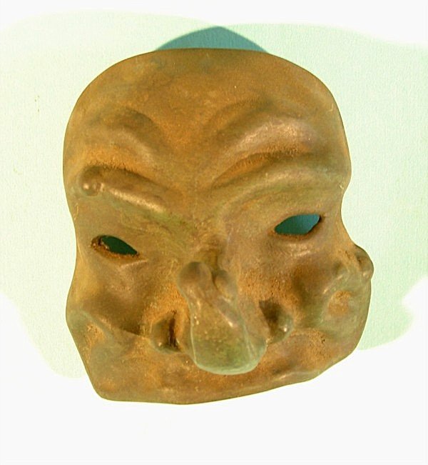 Large nose metal mask with patina finish, 5" tall,: Large nose metal mask with patina finish, 5" tall, 4 ½" wide. Artist: Exotic Mask