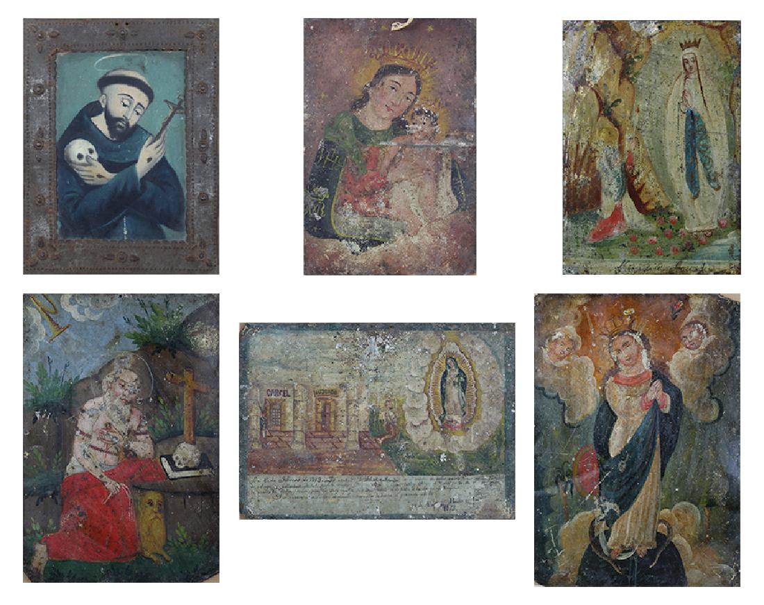 Antique Spanish Colonial Retablos (six) (1 of 6)