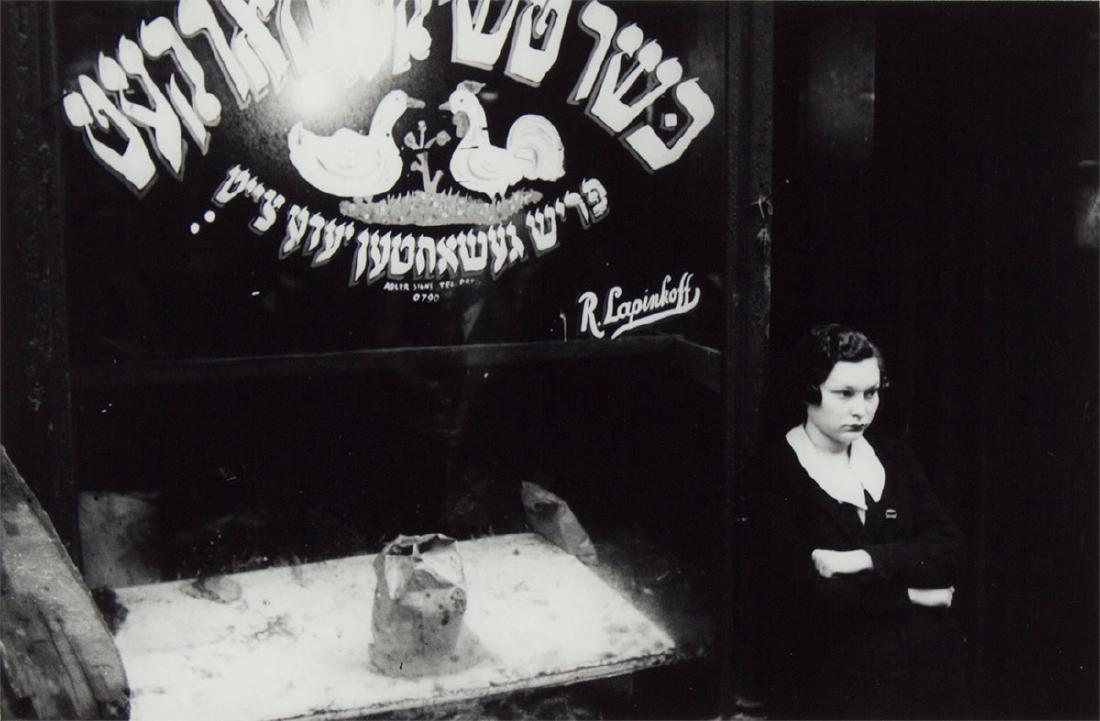 Ben Shahn (1898-1969) American: EASTSIDE MERCHANTS, c.1935, gelatin silver print, image 6 x 9", sheet 9 ½ x 12 ½", framed with glass. Illustrated: Ben Shahn's New York, The Photography of Modern Times.