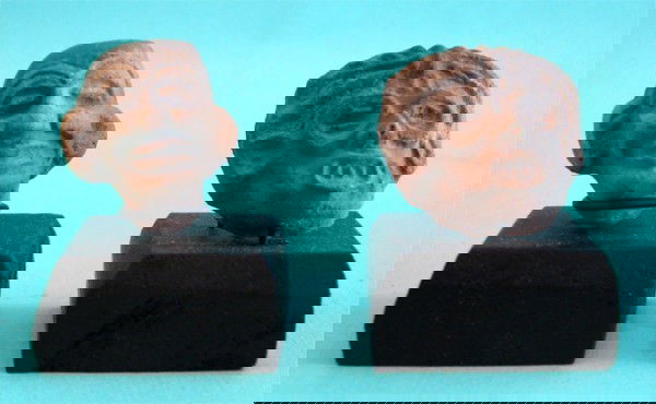 Pre-Columbian Ceramics (two): Two Head fragments, each 1 ¼" tall, with bases. From a Private Collection, Beverly Hills. (2)