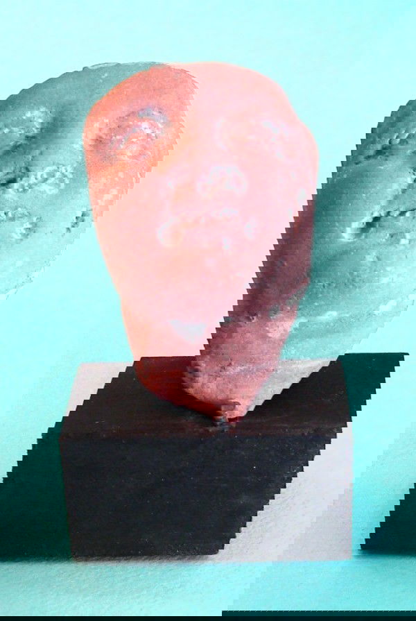 Greco-Roman Ceramic: Terra-cotta face fragment, 1 ¾" tall. From a Private Collection, Beverly Hills.