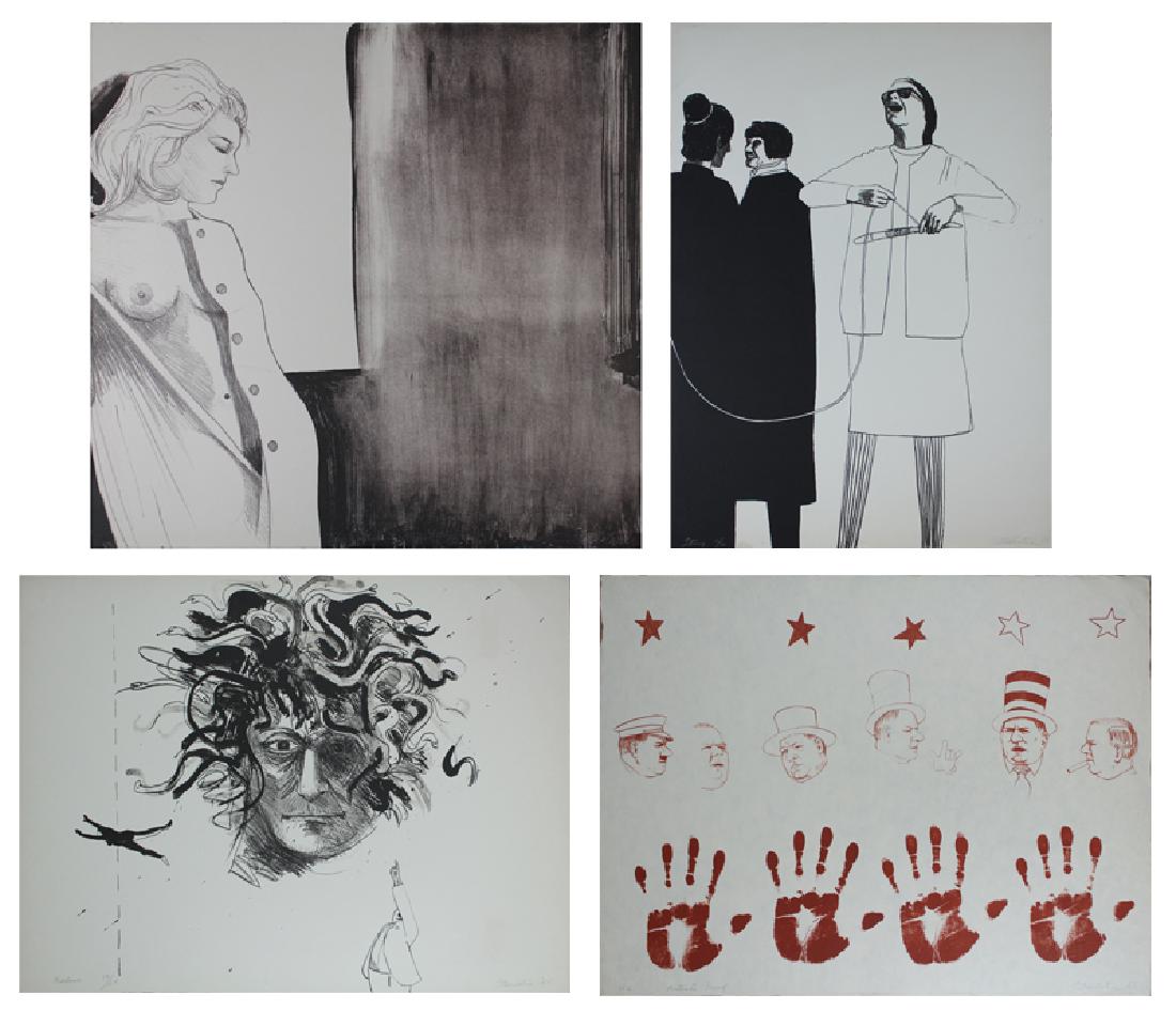 James Strombotne (b. 1934) California (four): THE WINDOW; STRING; MEDUSA; WC (Fields), 1965-68, four lithographs, each signed in pencil, numbered artist’s proof, 2/20, 13/20 & artist’s proof, sheets 22 x 30” to 22 ¼ x 22 ½”, printed by