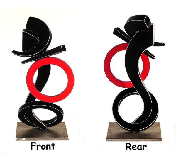 Brad Howe (20th Century) American: PIN STRIPE, polychrome metal sculpture, signed, from the numbered edition 20, 16" tall.