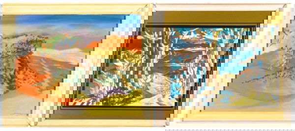 Millard Sheets & Hubert White (20th Century) (two): LANDSCAPES, color lithograph, signed in the image, sheet 14 x 19"; Together with Hubert White, color pastel, 16 x 19", signed, both framed with glass, very minor toning on verso, otherwise in good con