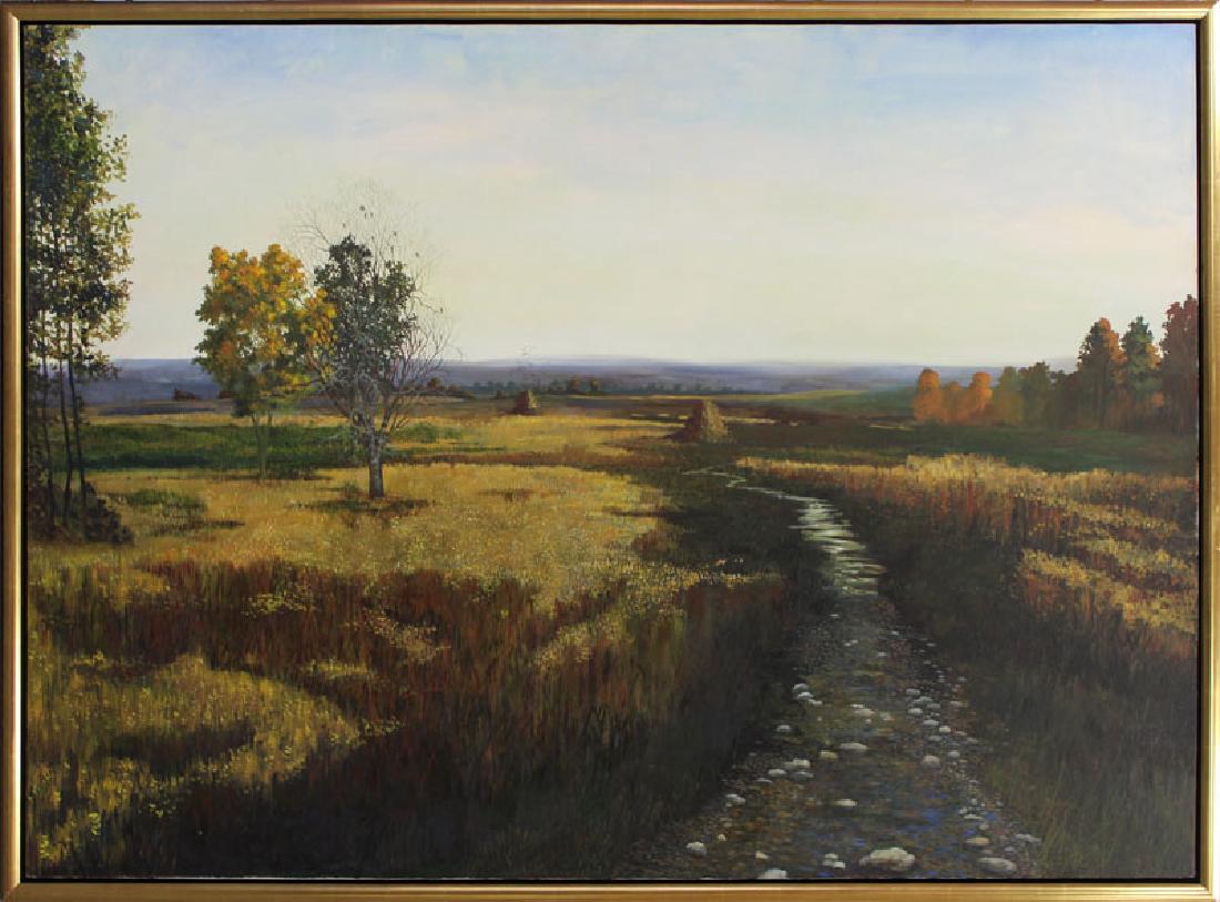 Brett Osborn (b. 1965) California: BROOK, 2001, oil painting on canvas mounted to board, artist's label and titled on label verso, 46 x 64", framed. Provenance: Ruth Bachofner Gallery, Santa Monica.