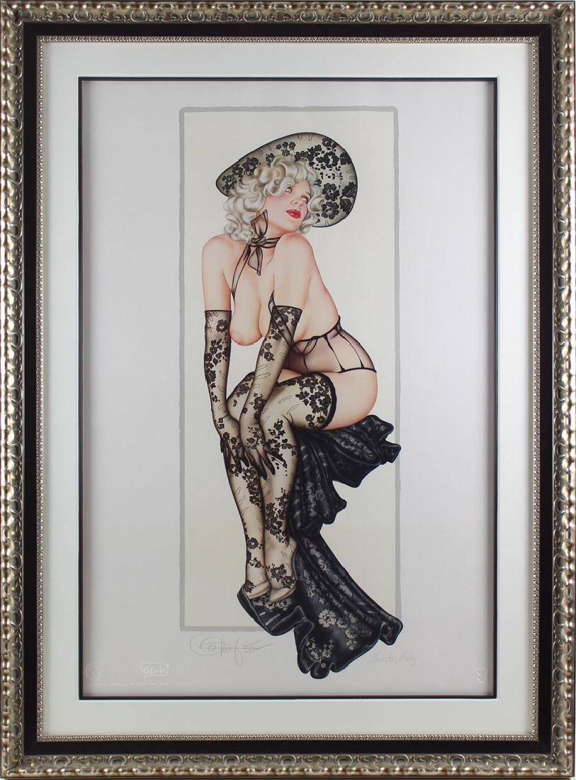 Olivia De Berardinis (b. 1948) Californian: BUTTERCUP, color lithograph on silk covered paper, signed in pencil by the artist and model Rhonda Ridley, numbered 250/345, published by Robert Bane Editions with his and the artist’s and the Playb