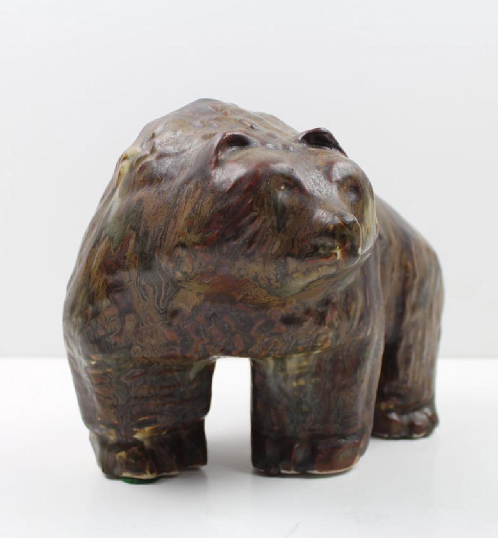 Decorative: Taisto Kaasinen for Arabia Finland Pottery: BEAR, circa 1960, painted and glazed ceramic, initialed and hallmarked underneath, 7 ½ x 9 ¾ x 6 ½”. From the collection of Richard N. Freedman, Santa Monica.