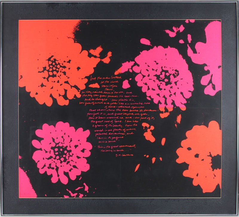 Sister Corita Kent (1918-1986) Californian: IN TOUCH, color screenprint, signed and titled in pencil, from the edition of 218, sight 21 ¾ x 24 ¾”, framed with glass.