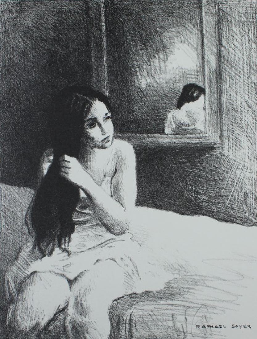 Raphael Soyer (1899-1987) New York: WOMAN BRUSHING HER HAIR, lithograph, signed on the stone, image 10 1/2 x 8", sheet 15 x 11".