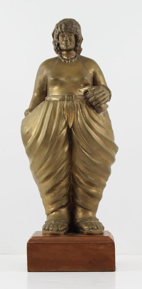 Jean Doyle (b. 1930) South African: SELF PORTRAIT, cast bronze sculpture, signed and numbered 5/6, height 14 1/4", on 2" base.