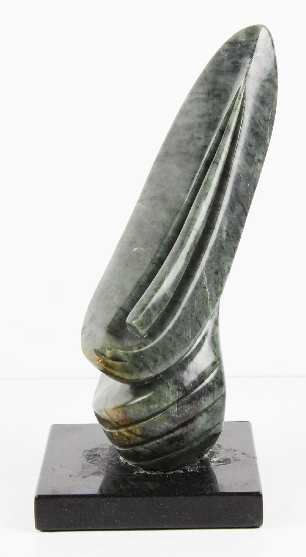 African: Nelson Rumano (b. 1958) Zimbabwe: THINKING OF MY ANCESTORS, carved serpentine sculpture, overall 10 x 5 x 4 3/4" with base. Purchased from Spirits in Stone, Carlsbad; Appraisal from African & Beyond, La Jolla.