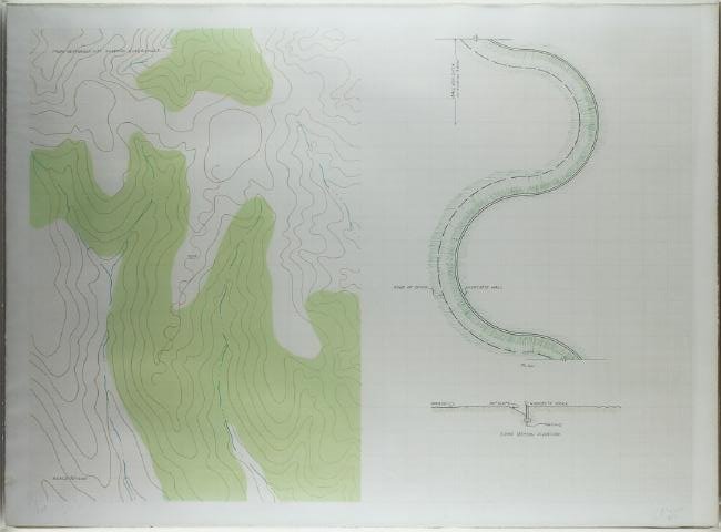 Robert Morris (b. 1931) New York: FROM JEFFERSON CITY, MISSOURI QUADRANGLE, 1969, color lithograph, signed and dated in pencil, numbered 27/125, sheet 22 x 30", framed.