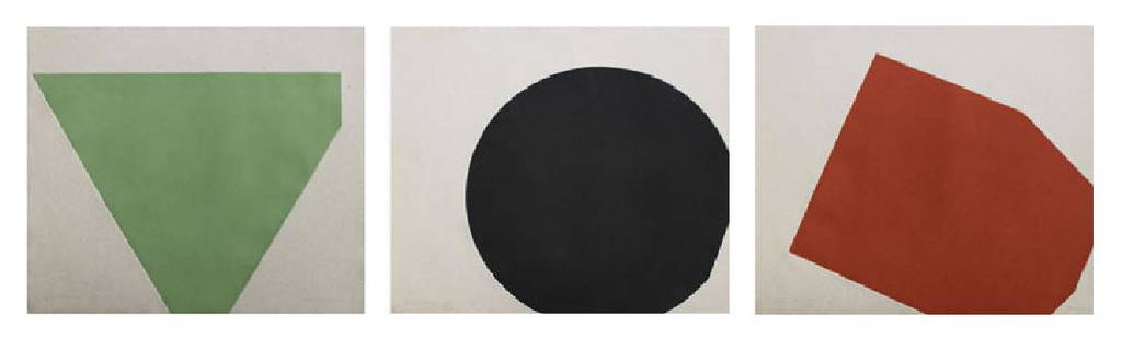 Gary Stephan (b. 1942) American (three): IF THEN, 1974, three color aquatints on hand-made chain laid paper, each signed and dated and titled in pencil and numbered 44/50, published by Brooke Alexander New York, sheets approximately 25 x 28