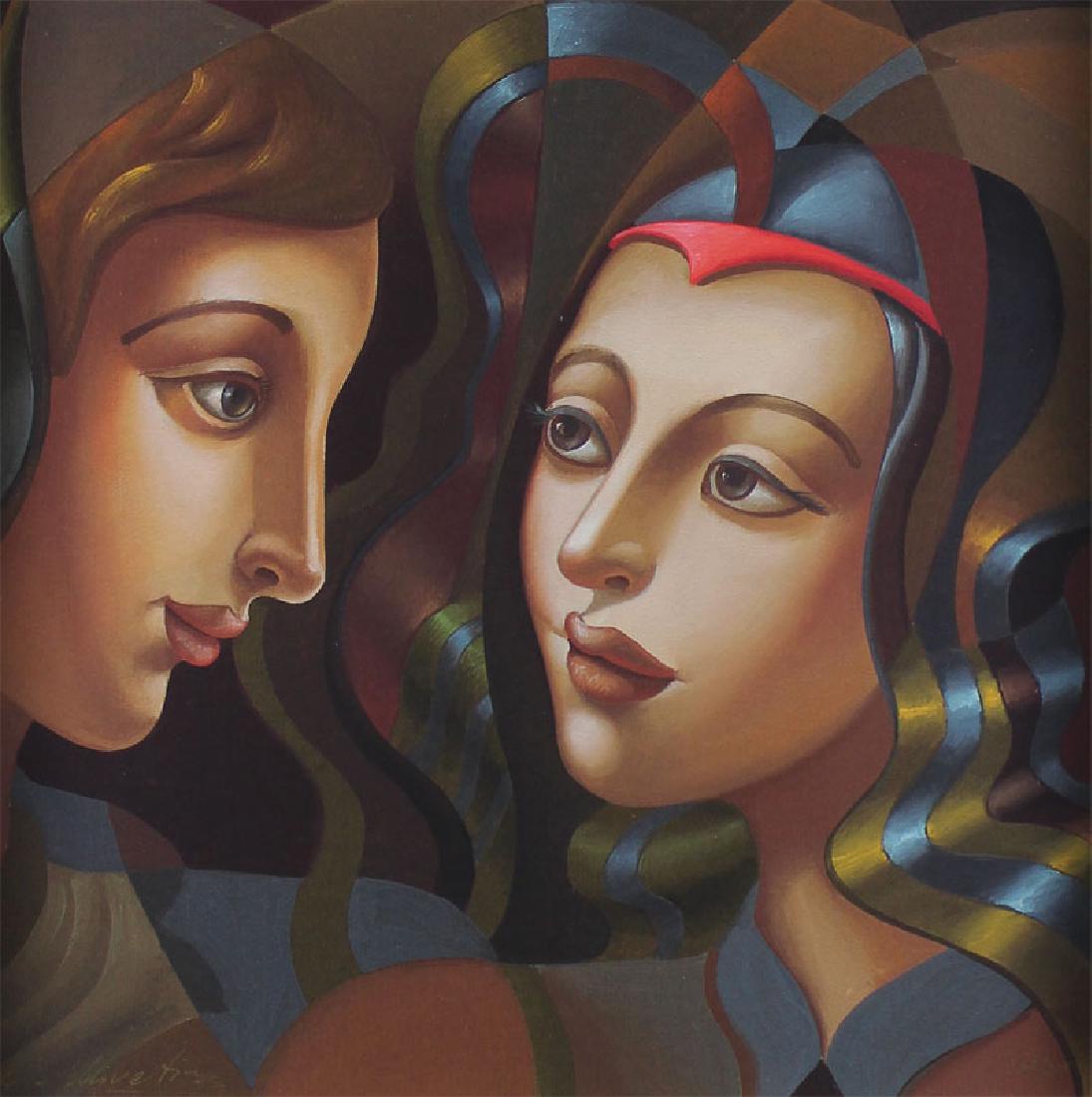 Oleg Zhivetin (b. 1964) Russian: PLEA, color giclee on canvas, signed and numbered 52/275 in gold ink, sight 19 1/4 x 17 1/4", framed.