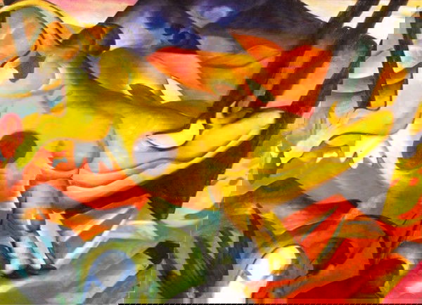 after Franz Marc: BULL, oil painting on canvas, 34 x 47", a commissioned painting.