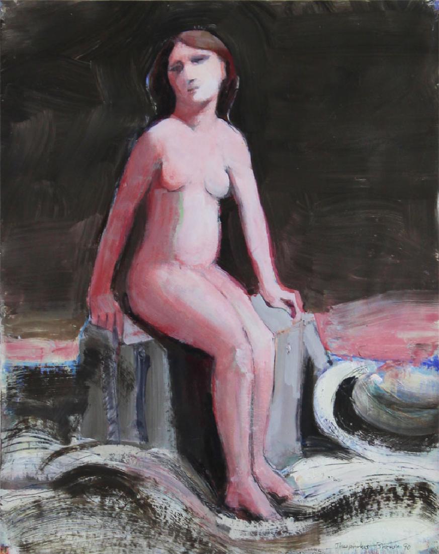 William Theophilus Brown (1919-2012) American: UNTITLED SEATED NUDE (TB No. 19), 1990, acrylic painting on paper, signed and dated lower right, 14 ½ x 11 ½”, framed. Provenance: Tatistcheff Gallery, New York.