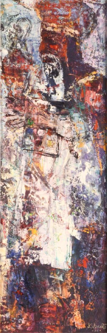 Jose Salazare Ruiz Esparza (1926-2006) Mexican: UNTITLED, 1970, oil painting on canvas, signed and dated lower right, 24 x 8", framed.