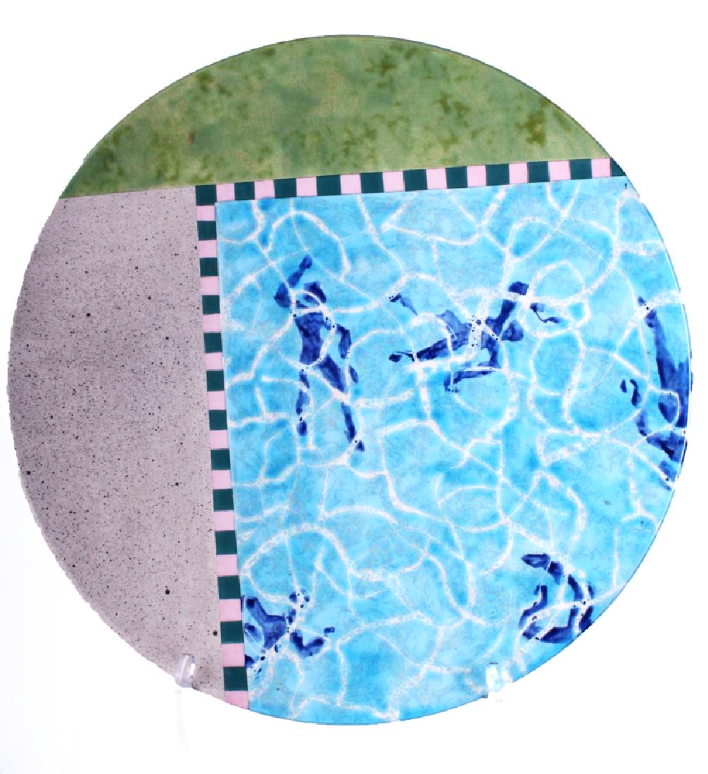 Robert Graham (1938-2008) Californian & another (two): UNTITLED SWIMMERS, 1988, painted and glazed ceramic charger, signed and dated on verso, 19Â” diameter; Artist Unidentified ceramic bowl, unmarked, 13Â” diameter. From the collection of Paul J. C