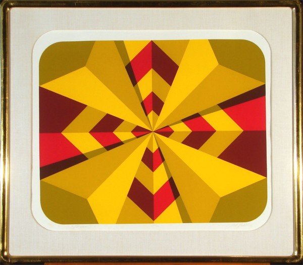 Marko Spalatin (b. 1945) Croatian: PARNASSOS #I, 1975, color screenprint, signed in pencil, from the numbered edition 70, image 19 ¾ x 24 ¼", full margins, gold-leaf frame with glass, foxing in margins, otherwise in apparently good c