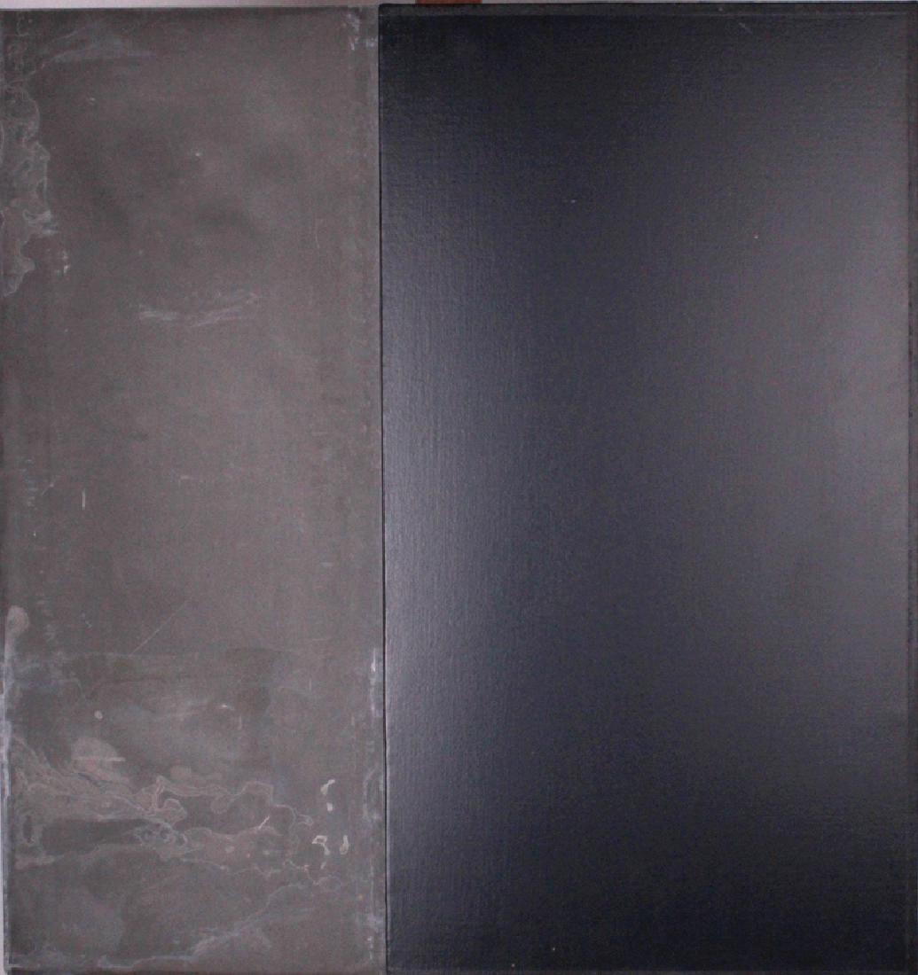 John Swanger (b. 1956) Pennsylvania: LEAD PAINTING #4, 1997, lead, epoxy and oil painting on canvas, signed and dated and titled and artist's stamped on verso, 24 x 22 Â½â€. From the collection of Gaby Stuart. Provenance: Kiyo Higas