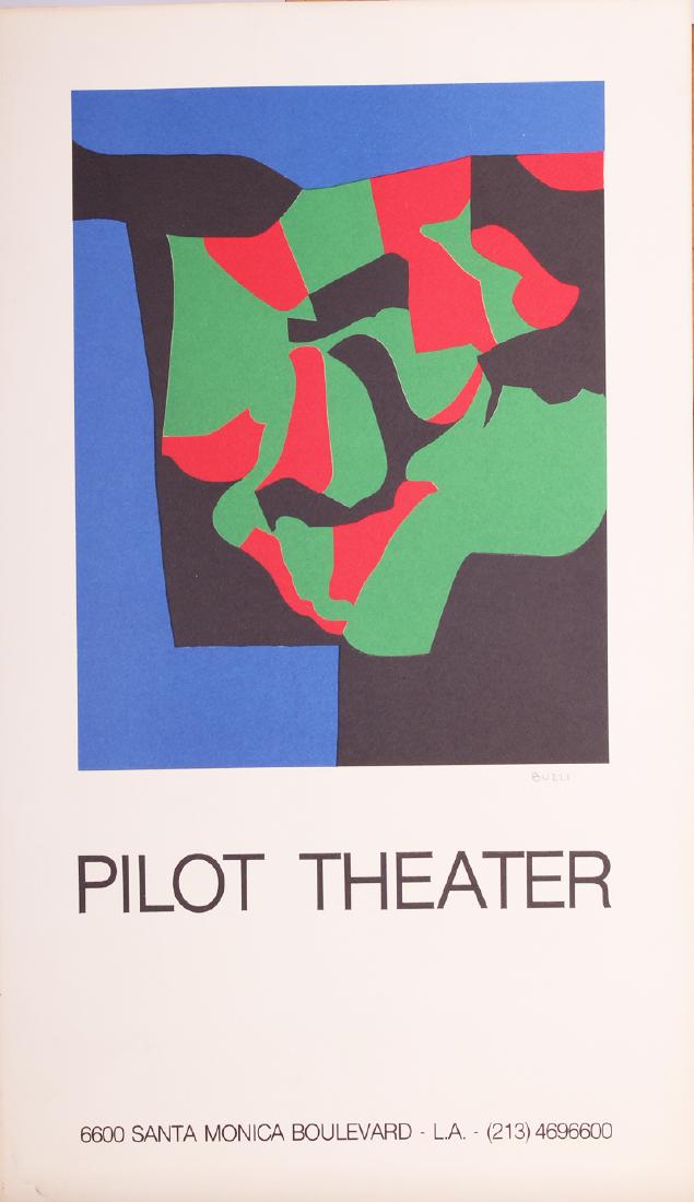 Alberto Burri (1915-1995) Italian (two): PILOT THEATER, color lithograph poster, complimentary signature in pencil lower right, sheet 19 ¾ x 11 ¼”. Burri did theater and set designs and this poster for the Pilot Theater where