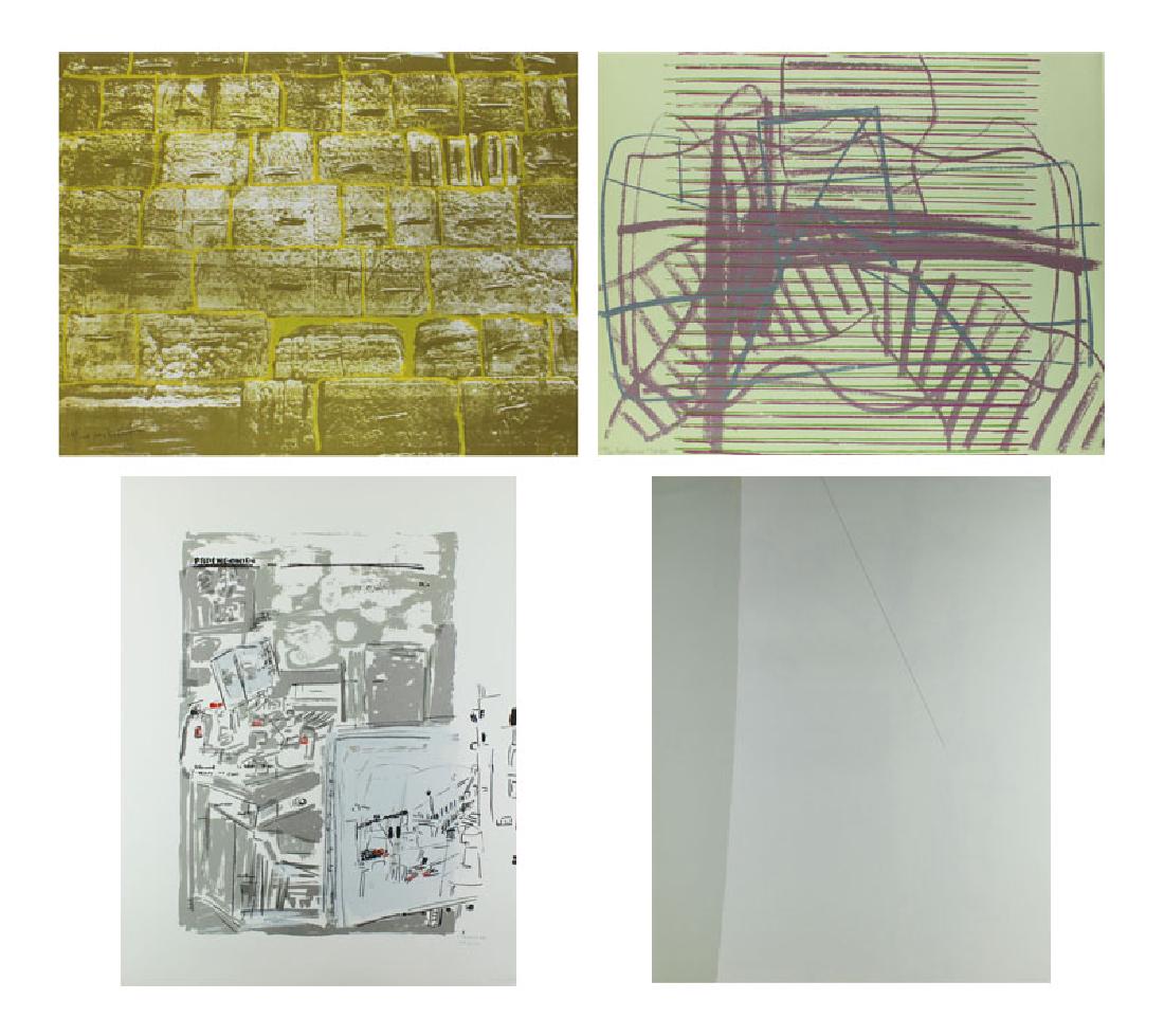 Israeli Artists (1970’s): JERUSALEM PORTFOLIO, 1977, portfolio of five color screenprints, includes Moshe Kupferman, Menashe Kadishman, Liliane Klapische, Michael Gross & Schwebel, each signed in pencil, numbered 178/200, shee