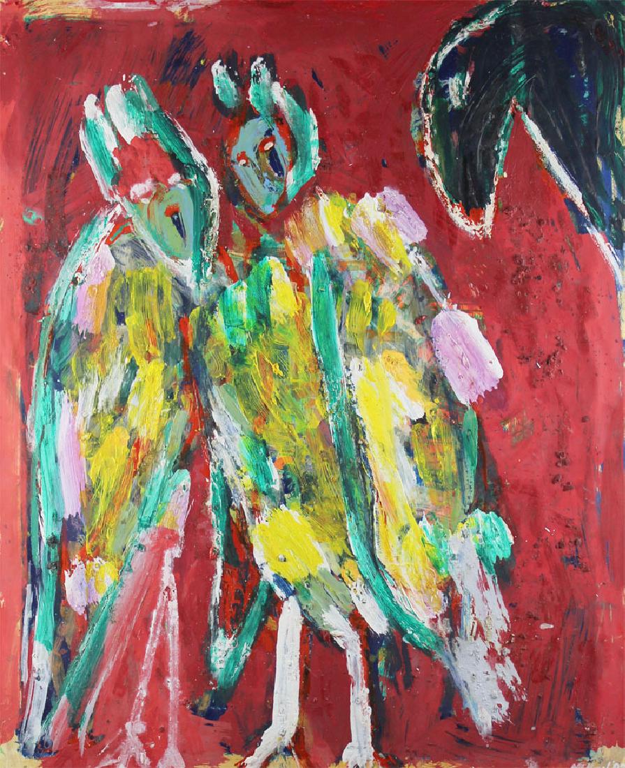 George McNeil (1909-1995) American: INTRUDER, 1982, oil painting on paper artist mount to panel, signed and dated lower right, signed and dated and titled on verso of panel, 28 x 22”, framed. Provenance: Salander-O’Reilly Ga