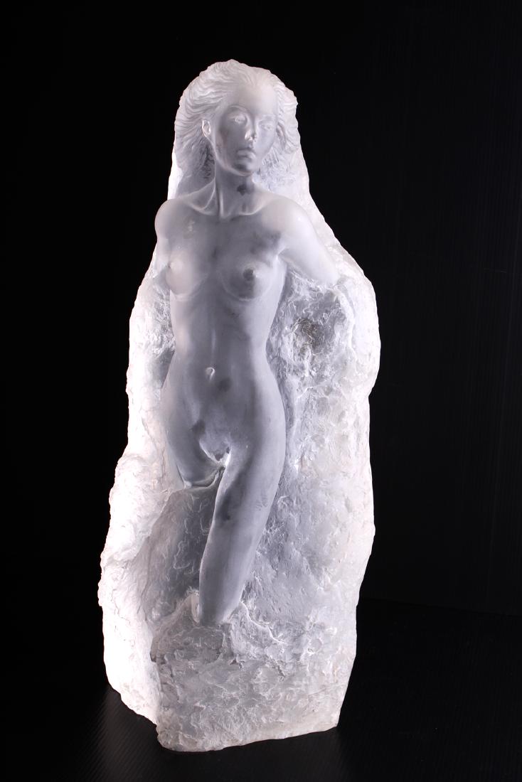Michael Wilkinson (20th/ 21st Century) American: NEW DAWN, 1986, cast acrylic sculpture, initialed and dated and numbered 74/300 lower left backside, 19 x 7 ½ x 7 ½”.