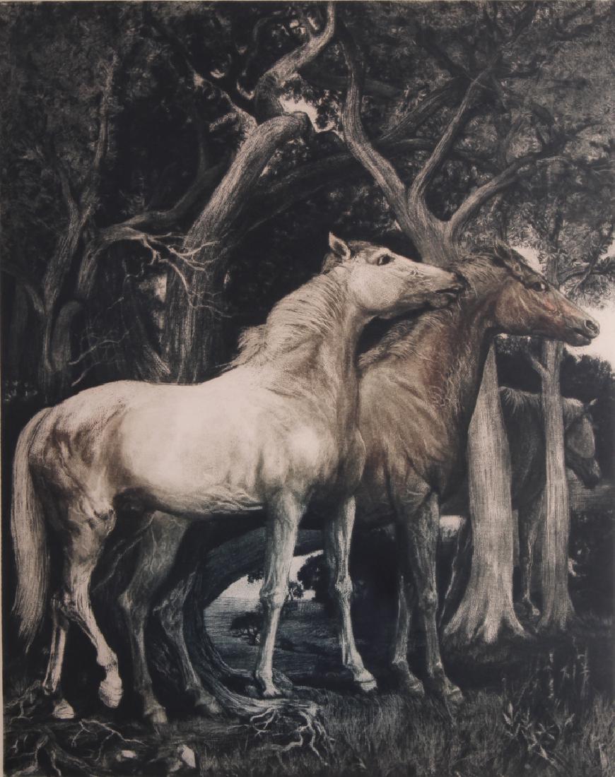 G. H. Rothe (1935-2007) German/ American: BACHELORS (R.77), 1981, color mezzotint, signed in pencil, numbered 7/100, plate 13 Â¾ x 10 Â¾â€, full margins, frame 25 Â½ x 22 Â½ x 1 Â¾â€ with glass.