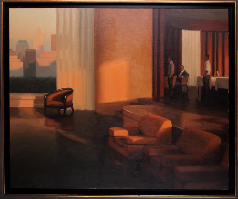 Denis Fremond (b. 1950) French: THE ACTORS, oil painting on canvas, signed lower right, 32 x 39", with Galerie Dâ€™Art J.C. ROBERT, Honfleur France label, frame 35 x 42" x 1"