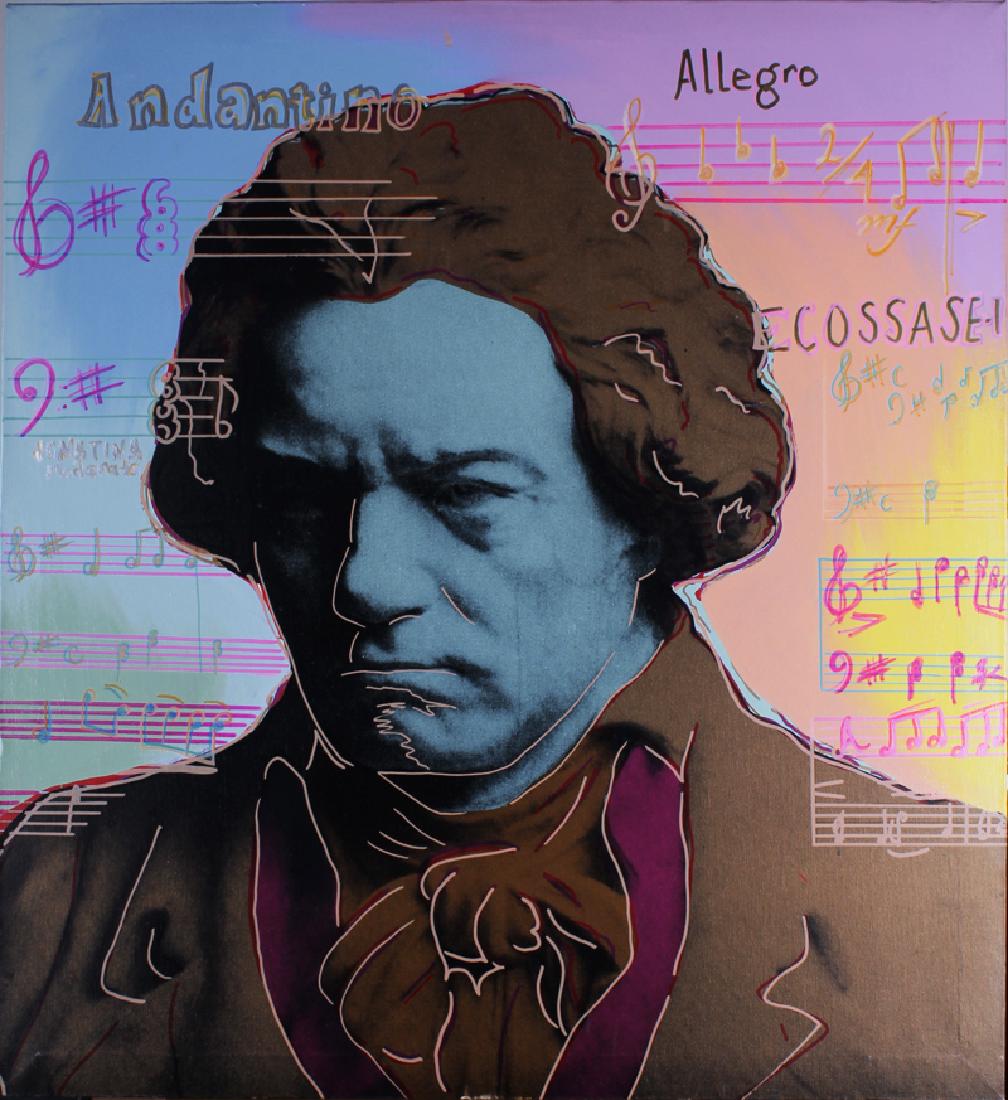 Steve Kaufman (1960-2010) New York/ California,: Steve Kaufman (1960-2010) New York/ California, BEETHOVEN, mixed media and color screenprint on canvas, signed on verso, 36 Â¾ x 33 Â¾â€. Provenance: Acquired directly from the artist by the pr