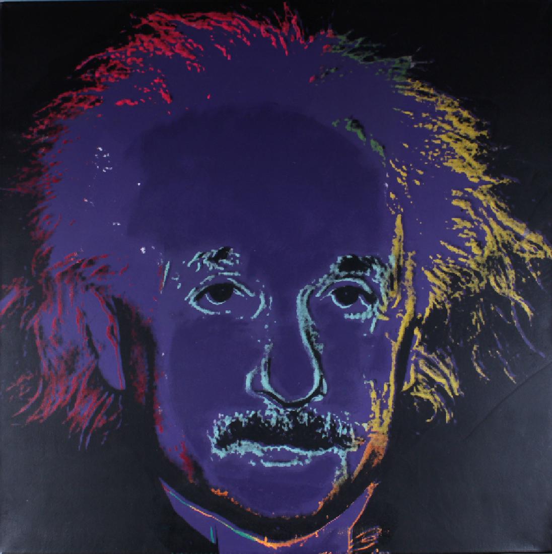 Steve Kaufman (1960-2010) New York/ California,: Steve Kaufman (1960-2010) New York/ California, EINSTEIN, mixed media and color screenprint on canvas, signed on verso, 37 Â¾ x 38â€. Provenance: Acquired directly from the artist by the present