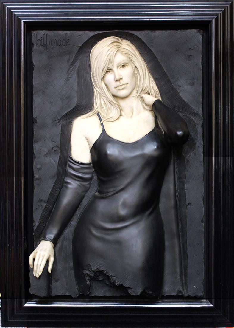 Bill Mack (b. 1944) Minnesota, ENCHANTING, 1997,: Bill Mack (b. 1944) Minnesota, ENCHANTING, 1997, painted bonded sand sculpture, signed upper left, numbered 21/75 lower right, with artistâ€™s designed frame overall 54 Â½ x 39 x 10â€. Prove