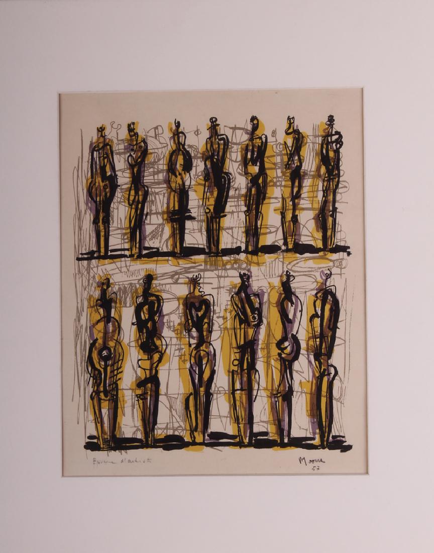 Henry Moore (1889-1986) British, THIRTEEN STANDING: Henry Moore (1889-1986) British, THIRTEEN STANDING FIGURES (C.41), 1957, color lithograph, signed and dated in pencil lower right, inscribed Epreuve Dâ€™Artiste (artistâ€™s proof) lower left