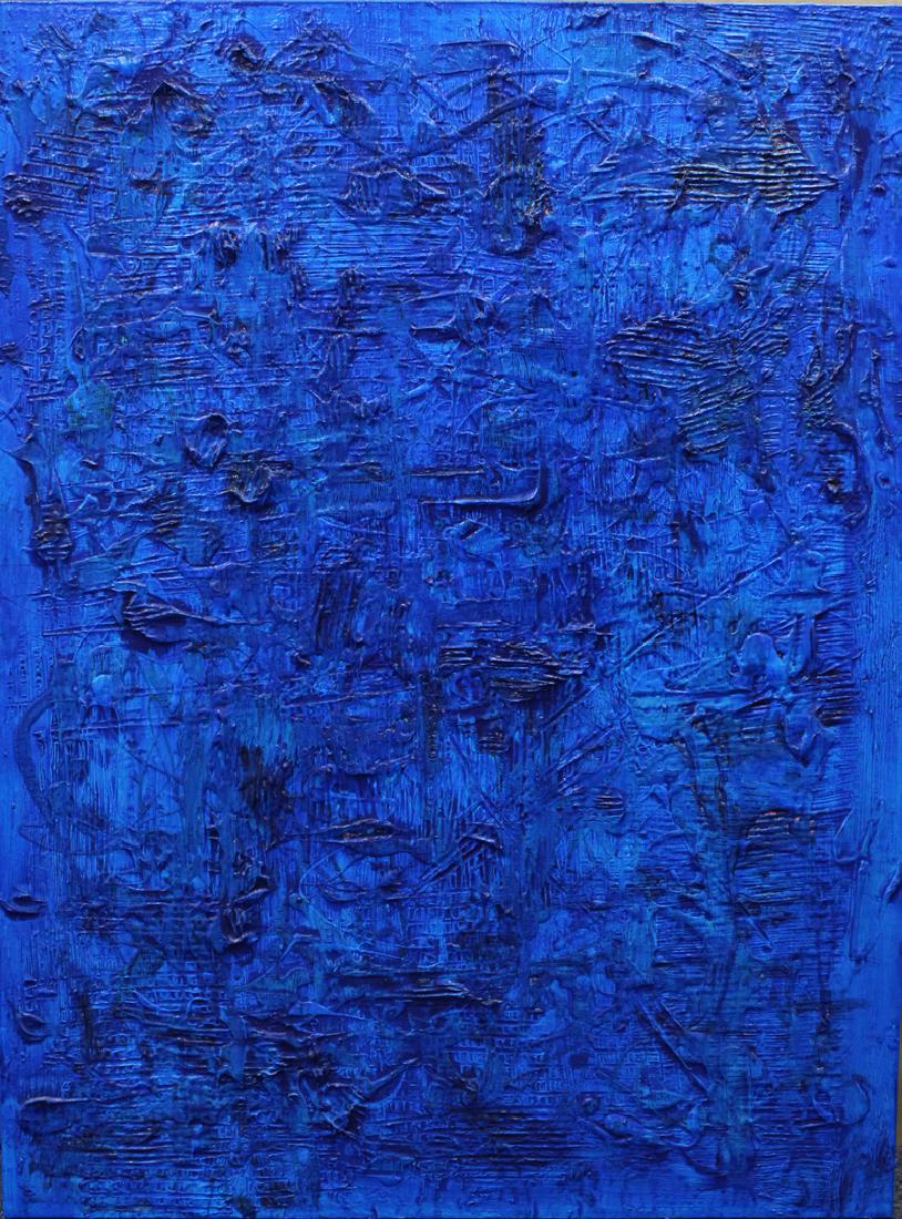 Ellie Riley (20th Century) California, DEEP BLUE I,: Ellie Riley (20th Century) California, DEEP BLUE I, 2004, acrylic painting on canvas, signed and dated and titled on verso, 48 x 36â€.