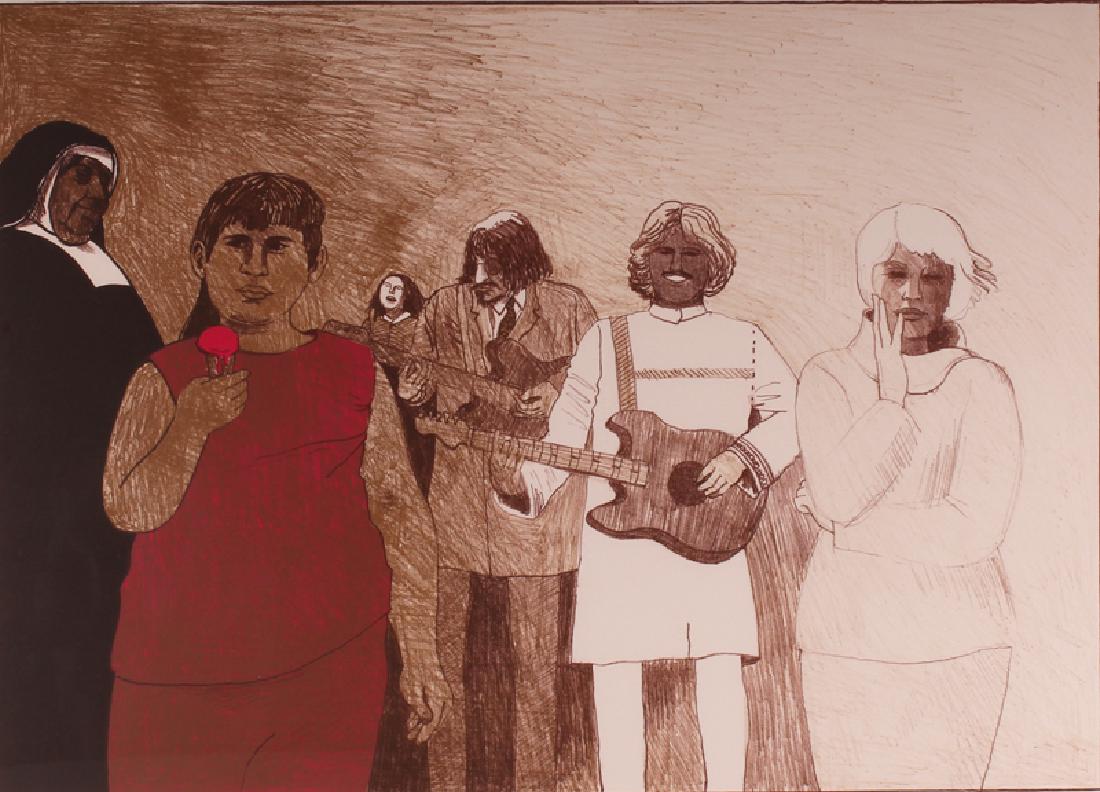 James Strombotne (b. 1934) California, ICE CREAM CONE,: James Strombotne (b. 1934) California, ICE CREAM CONE, 1968, color lithograph, signed in pencil, titled and numbered 17/20 in pencil lower left, printed by Tamarind with their blind stamp, image 16 Â