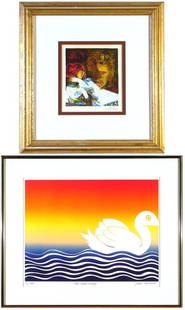 Sunol Alvar & Jean Sariano (two): FLUTIST, color lithograph, signed in pencil, from the edition of 200, image 8 ½ x 8", full margins, framed with glass, faint mat toning in the margins, otherwise in good condition, Jean Sariano,