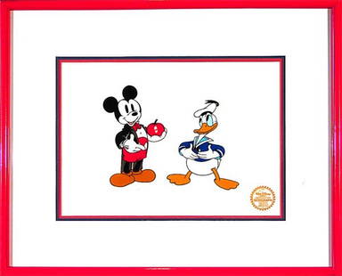 Animation: Walt Disney Studios: MICKEY AND DONALD, color serigraph cel, limited edition 9500, 10 x 14", with Disney seal, framed.