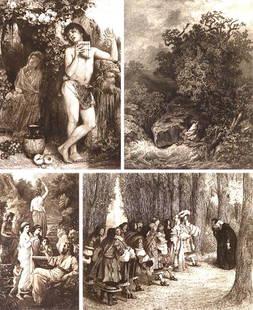 Antique Prints (four): VARIOUS, four engravings by or after Volkhurt, A. Bocklin, W. Krauskop, J. Marak, images average 12 x 9", full margins, framed with glass. (4)