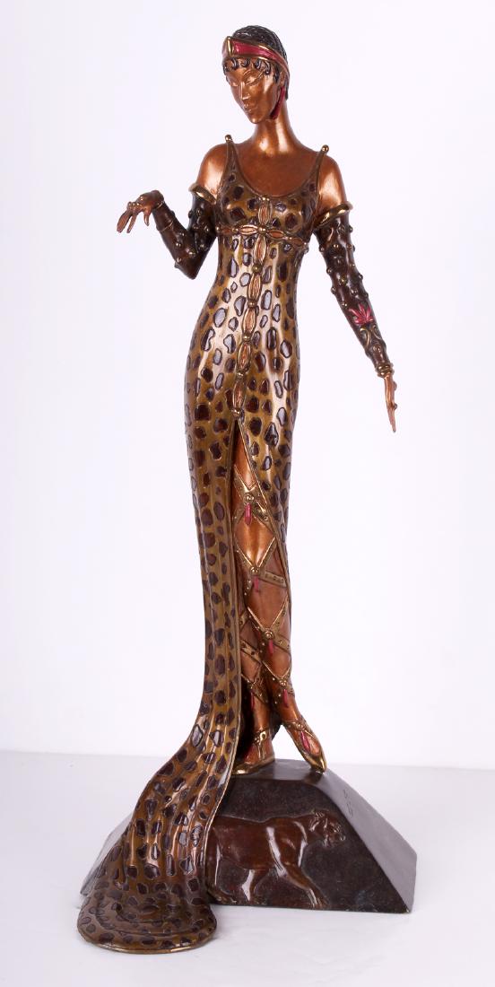 Erte (1892-1990) Russian/ French: JULIETTA (E.147), 1987, cold-painted cast bronze sculpture, signed, numbered 394/500, published by Seven Arts LTD London, overall 18 ¼ x 7 x 7”.