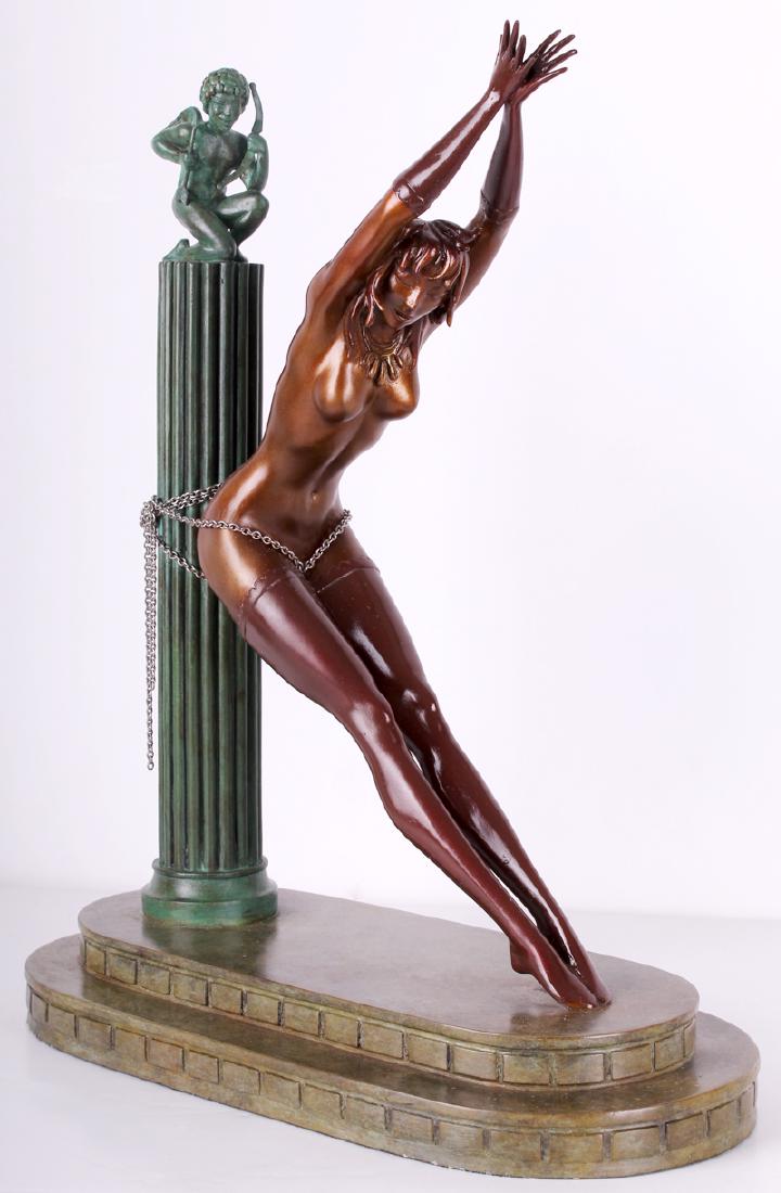Erte (1892-1990) Russian/ French: PRISONER OF LOVE (L.130), 1980, cold-painted cast bronze sculpture, signed, numbered 120/250, published by RFP Intl. Corp., overall 15 ½ x 6 x 12 ½”.