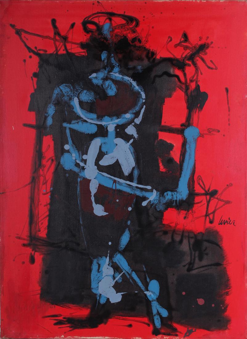 Charles Levier (1920-2003) French/ American: ABSTRACT FIGURE, oil painting on canvas, signed lower right, 30 x 22 ½”. From the collection of designer Dean Reynolds.