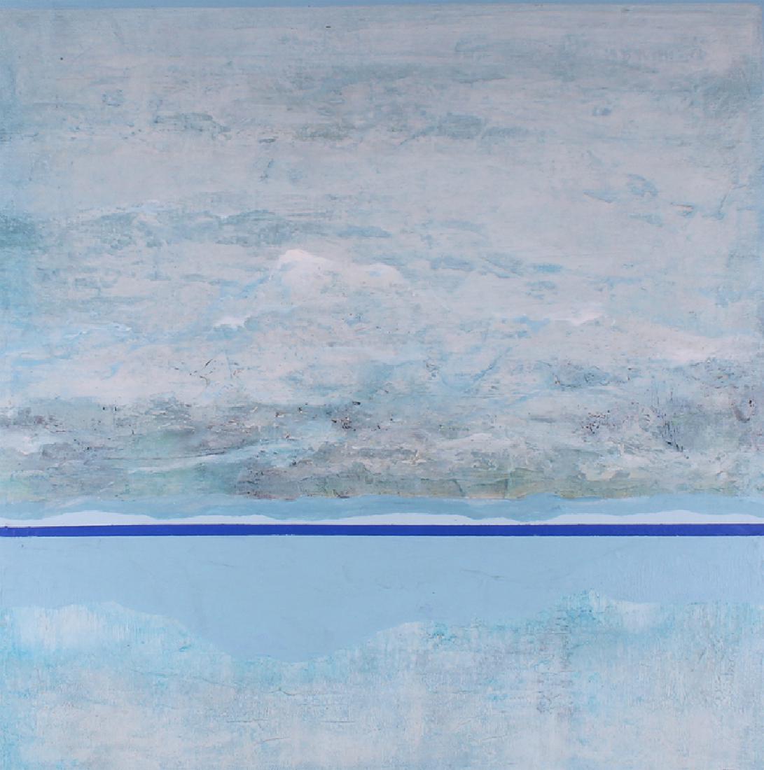 James Twitty (1911-1994) American: WINTER LANDSCAPE, 1969, acrylic painting on canvas, signed lower right, signed on verso, slat frame overall 49 x 49”. Provenance: Artist’s label on verso, from the collection of designer Dean Reyn